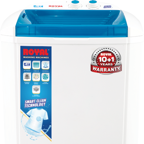 White and blue Royal washing machine